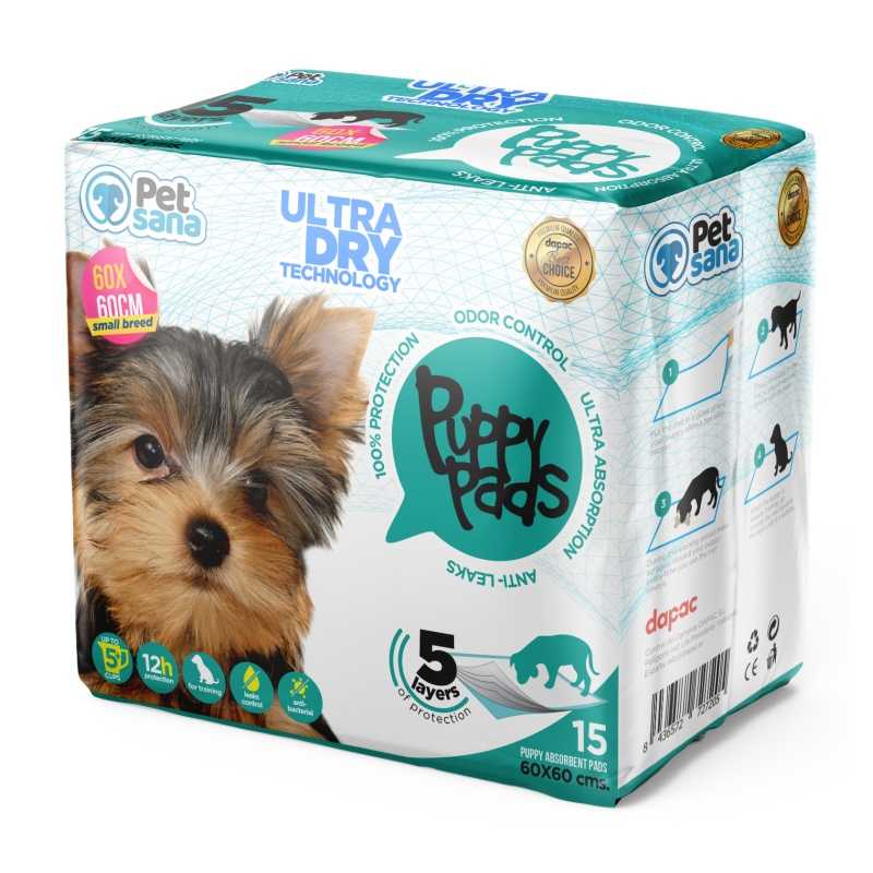 Pet sana Puppy pads empapador - 60x60cm (15 unidades)
